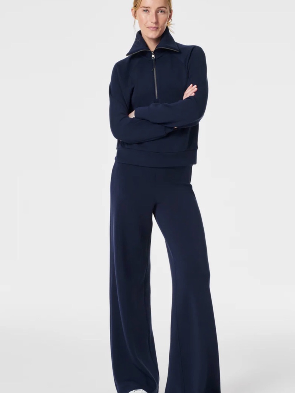 SPANX Air Essentials Wide-Leg Knit Pants in Navy